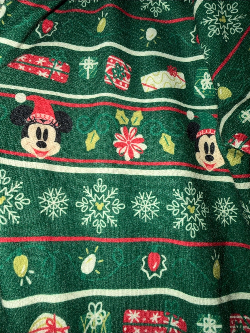 Disney Holiday Mickey and Minnie One-Piece Hooded Pajamas - Kids Size 11/12 - Picture 3 of 7